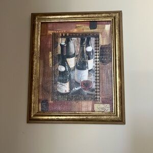 Gold Framed Wine Bottle Wall Art - Home Art